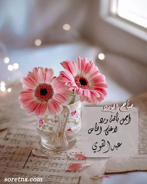 صورة باقة زهور رقيقة مكتوب عليها اسم عبدالقوي